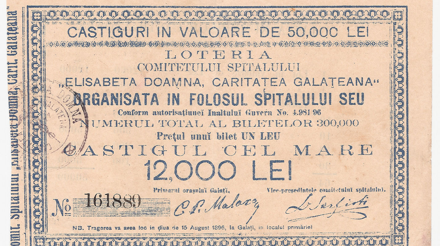 Loteria Comitetului Spitalului „Elisabeta Doamna, Caritatea Gălățeană”