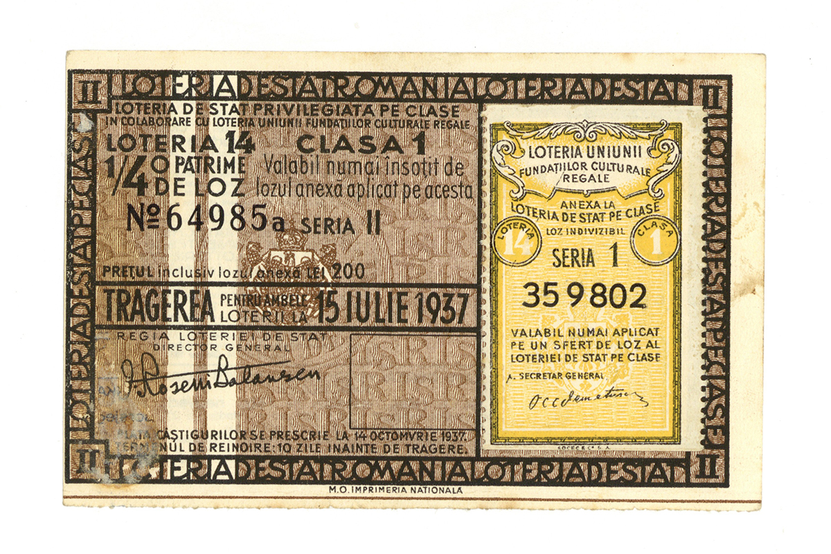 Loteria de stat privileghiată pe clase - Loteria 14, clasa 1, ¼ de loz