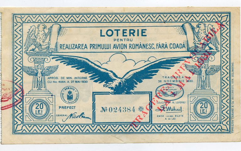 Loterie pentru realizarea Primului Avion Românesc, fără coadă